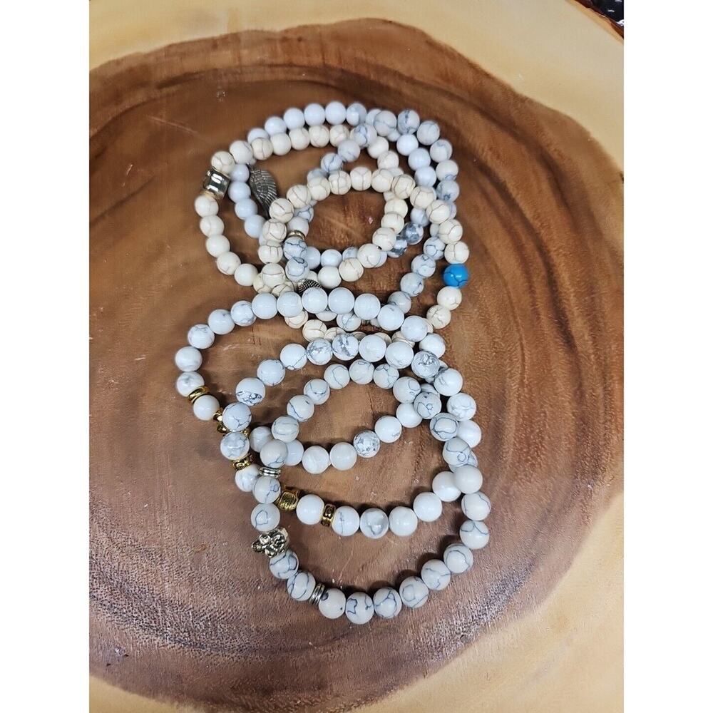 Natural Howlite Stone Bracelets 7pc Set - Picture 5 of 7